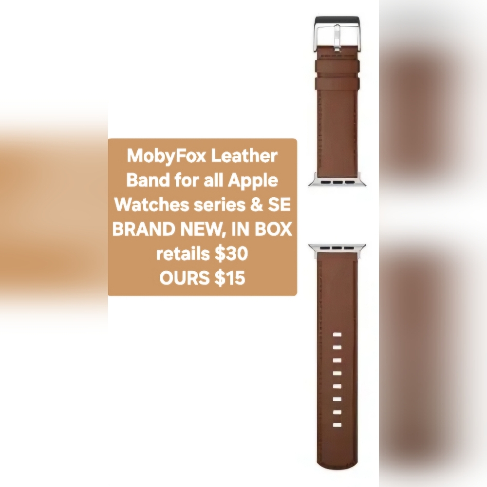 NIB MobyFox Brown Leather Band for all Apple Watches series & SE